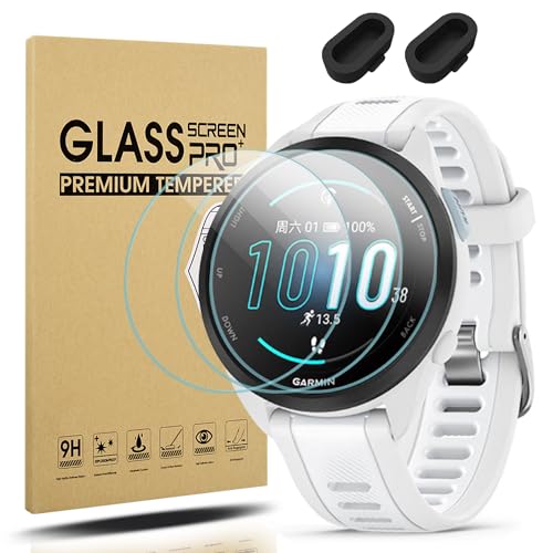 Suoman 3+2 Pack for Garmin Forerunner 165 Screen Protector, Charger Port +[Anti-Scratch] 9H Hardness Tempered Glass Screen Protective Film - Image 1