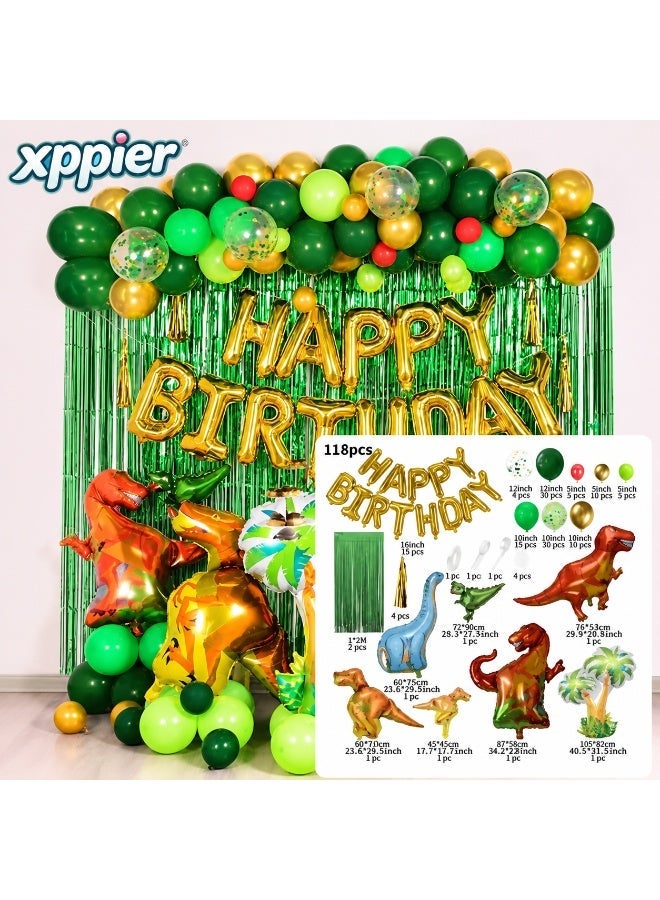 xppier Dinosaur Birthday Party Decoration Set, 118 Pcs Set With Dinosaur Themed Party Favors Include Dinosaurs Balloons, Happy Birthday Banner, Perfect For Your Kid's Party - Image 1