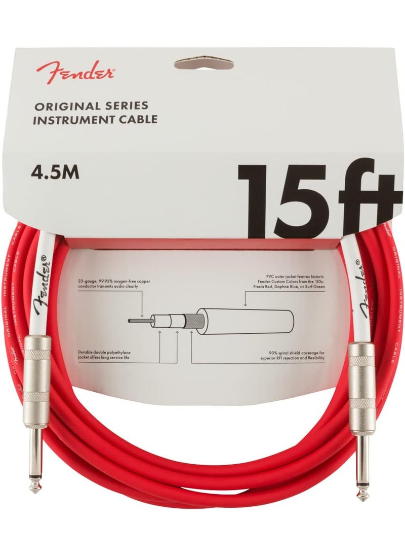 FENDER Fender Original Series Instrument Cable Guitar Cable Guitar Accessories StraightStraight Fiesta Red 15ft  - Image 1