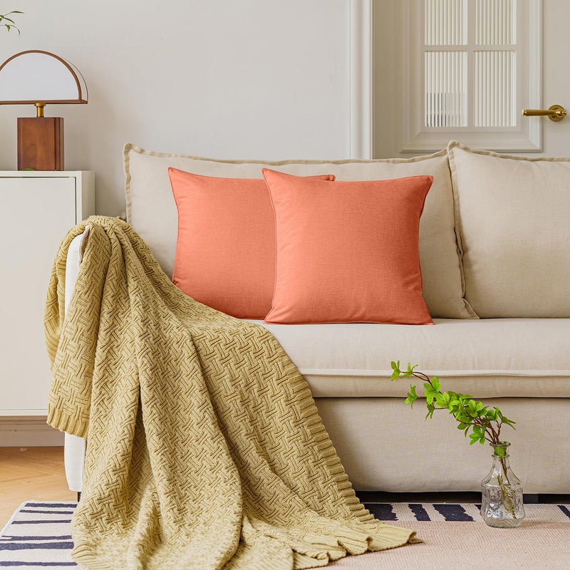 NiNi ALL Outdoor Waterproof Throw Pillow Covers Set of 2 Decorative Farmhouse Garden Pillowcase Solid Cushion Cases for Patio Tent Couch 20x20 inch Orange - Image 5