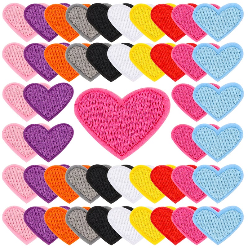 Lucleag 100PCS Valentine's Day Heart Embroidered Patches, Heart Iron on Patches Love Embroidered Patches for Girls Women, DIY Patches Sewing Craft for Valentine's Day Mother's Day Decor Gifts - Image 1