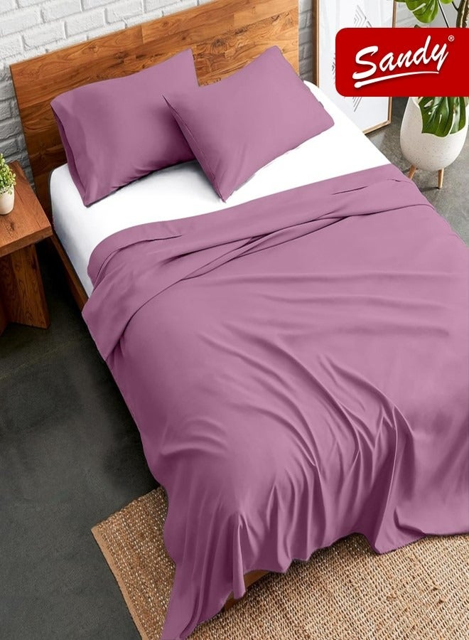 ساندي طقم شرشف سرير ساندي فاخر بجودة الفنادق مع أغطية وسادة، طقم من 3 قطع، شديد النعومة وجيد التهوية وبارد, مقاس دبل مفرد ونص 243 × 205 سم, أوبيرا موف - Image 1