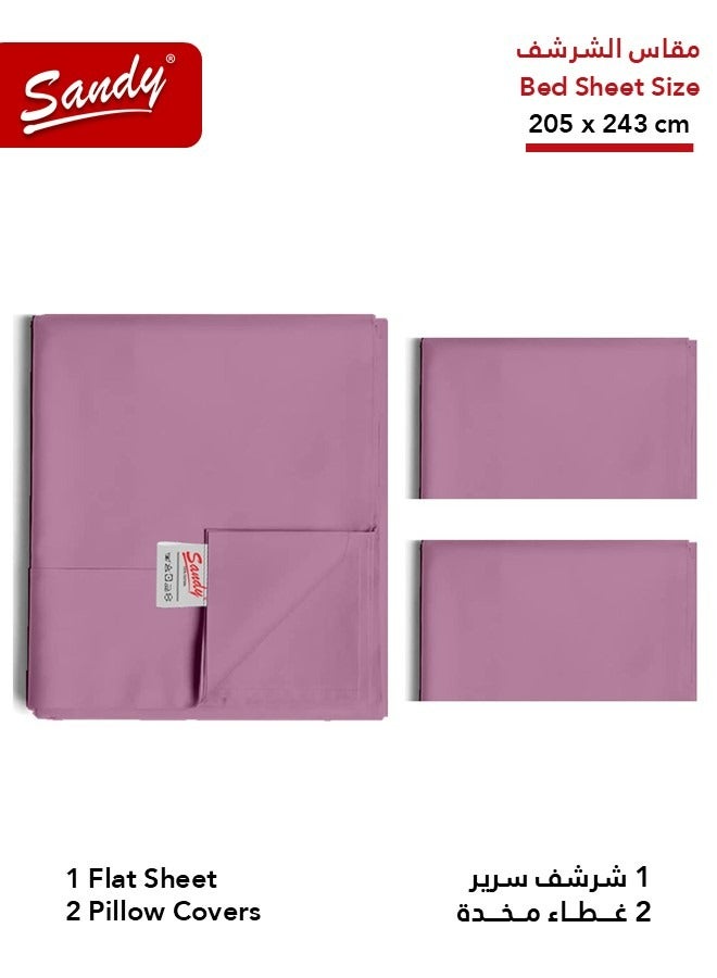 ساندي طقم شرشف سرير ساندي فاخر بجودة الفنادق مع أغطية وسادة، طقم من 3 قطع، شديد النعومة وجيد التهوية وبارد, مقاس دبل مفرد ونص 243 × 205 سم, أوبيرا موف - Image 2