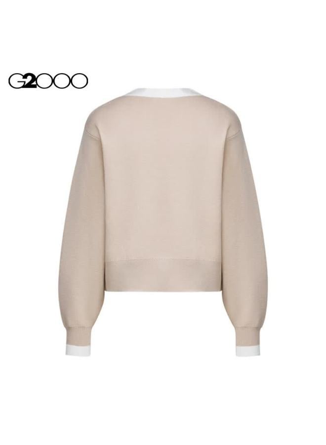G2000 Warm Autumn Winter Mall Style Wool Blend T Knit Cardigan Camel 3l - Image 1