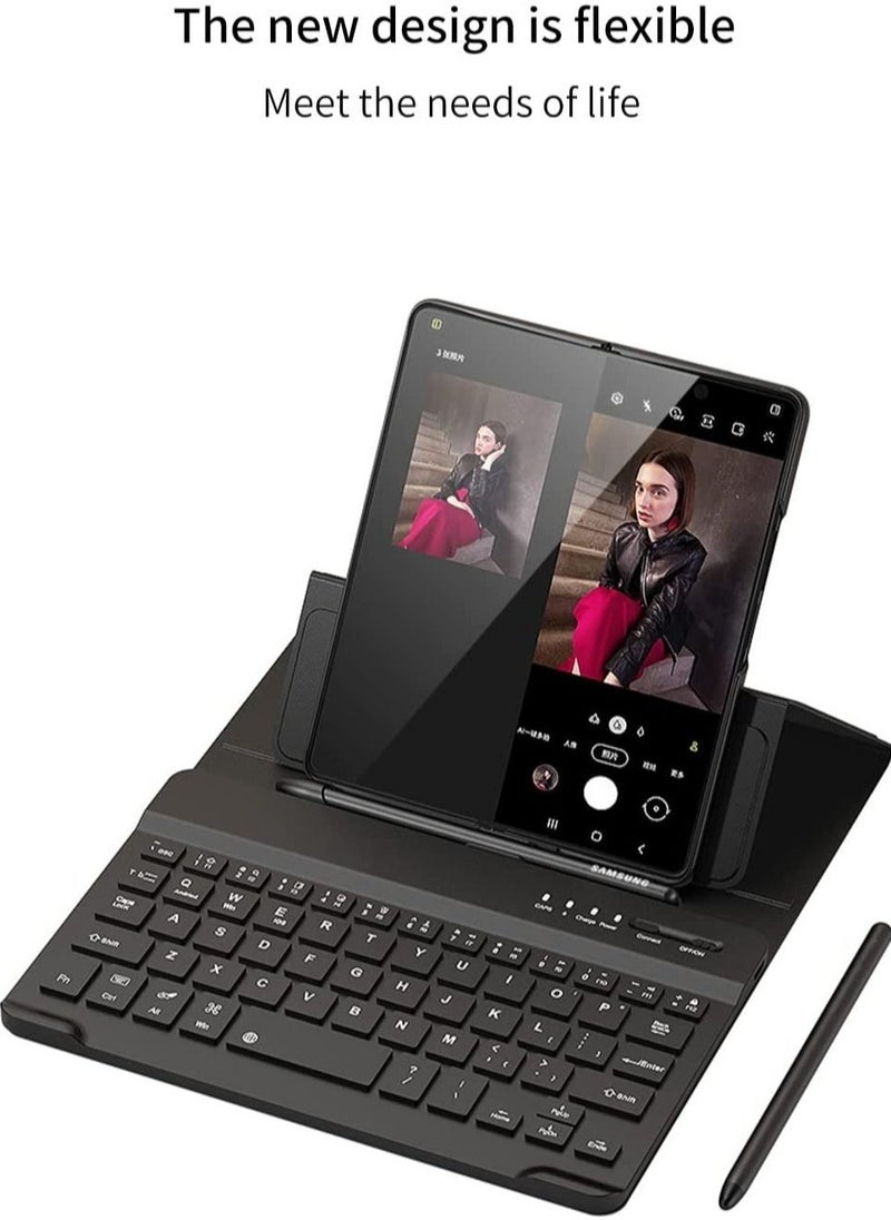 ELTRAZONE Samsung Galaxy Z Fold 4 Case,Screen Protector Keyboard Leather Case Stylus+Pen Slot Phone Office Kit,Folding Phone Cover for Samsung Galaxy Z Fold 4 5G-Black - Image 2
