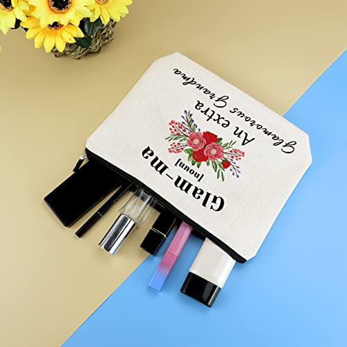 Mikela Mother's Day Best Grandma Gifts Glamma Makeup Bag Gift Christmas Birthday Gift for Grandmother Grandma Nana Gift from Granddaughter Cosmetic Bag Funny Grandma Gift Makeup Pouch Travel Toiletry Bag - Image 4
