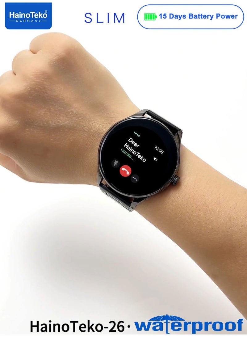 Haino Teko 26 Slim Waterproof Smartwatch with AMOLED Display Bluetooth Calling 15 Days Battery Backup and 3 Pair Straps Designed for Gents Silver - Image 4