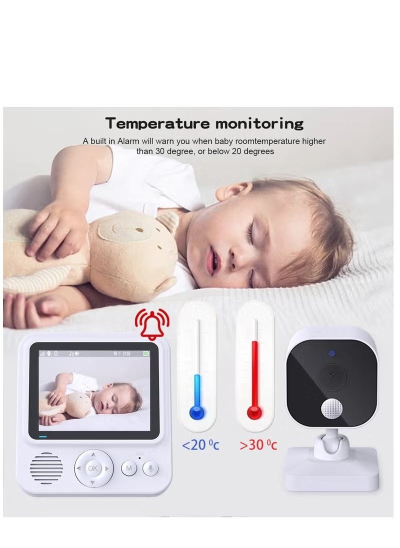 Gonice Baby Monitor with Camera and Audio LCD Wireless Baby Monitor With Night Vision Two-Way Talk Baby Monitor No WiFi Nanny Security Night Vision Temperature Sleep Camera baby monitor With Night Vision, Room Temperature Monitoring High Sensitivity Microphone and Speaker with Night Light  - Image 4