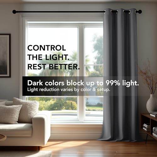 Deconovo Blackout Curtains for Bedroom – Set of 2 42W x 84L Inch Thermal Insulated & Noise Reducing Panels–Home Window Room Darkening Sustainable Grommet Drapes for Living Room and Nursery, Light Grey - Image 4