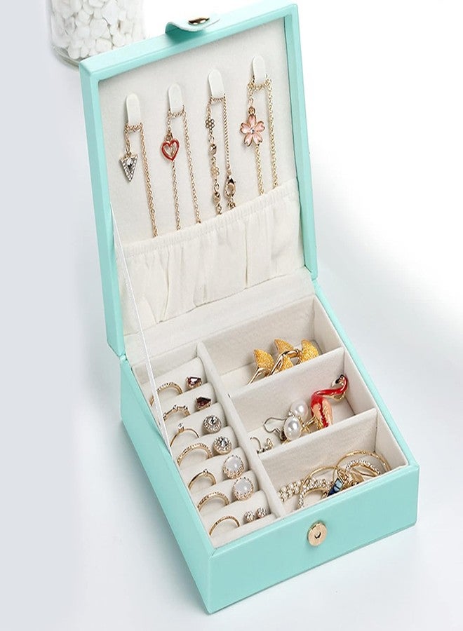 NANIAAY Jewellery Organisers Box Travel, Multi-Compartment Jewelry Storage Box Organizer for Earrings, Necklace, Rings, Pendants (Blue) - Image 1