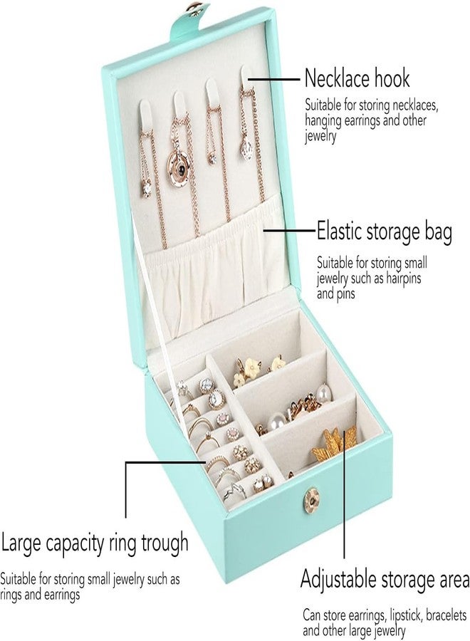 NANIAAY Jewellery Organisers Box Travel, Multi-Compartment Jewelry Storage Box Organizer for Earrings, Necklace, Rings, Pendants (Blue) - Image 2