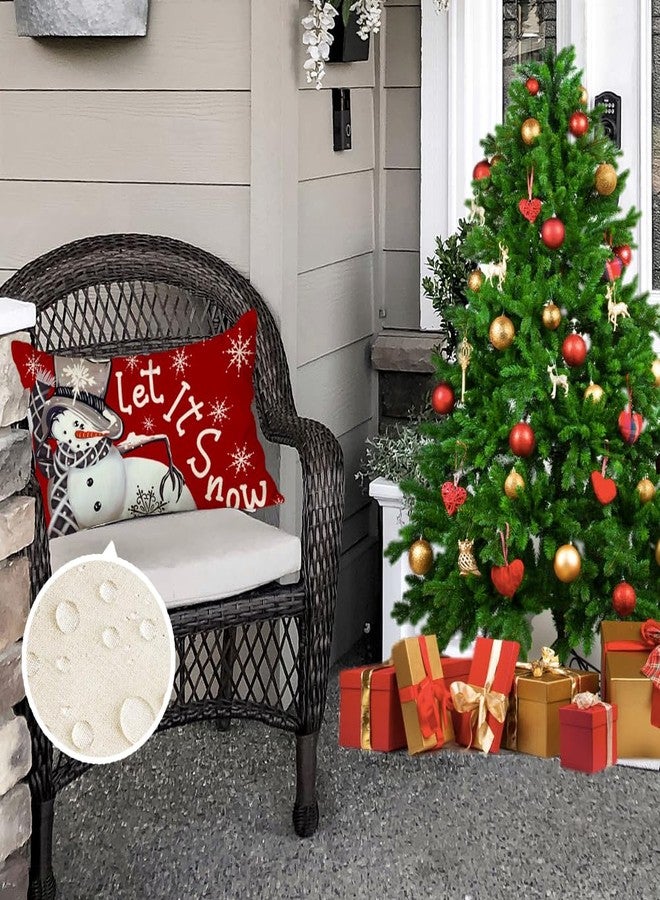 RABUSOFA Outdoor Christmas Pillow Covers 12x20 Inch Waterproof,Winter Decorations Pillows Decorative Throw Pillows Snowman Xmas Let It Snow Lumbar Cushion Covers for Home Decor Couch Holiday - Image 2