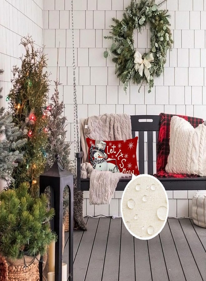RABUSOFA Outdoor Christmas Pillow Covers 12x20 Inch Waterproof,Winter Decorations Pillows Decorative Throw Pillows Snowman Xmas Let It Snow Lumbar Cushion Covers for Home Decor Couch Holiday - Image 4