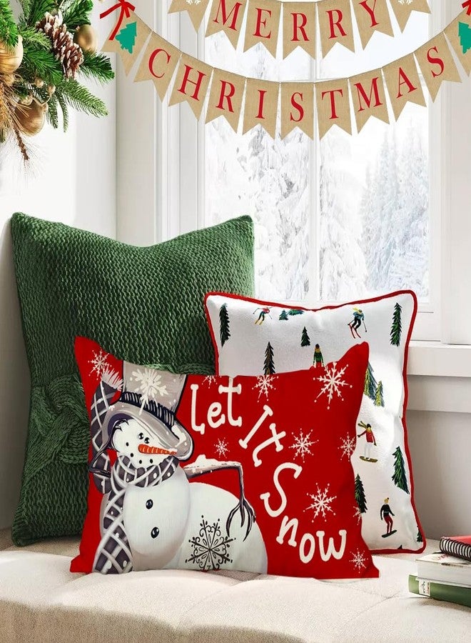 RABUSOFA Outdoor Christmas Pillow Covers 12x20 Inch Waterproof,Winter Decorations Pillows Decorative Throw Pillows Snowman Xmas Let It Snow Lumbar Cushion Covers for Home Decor Couch Holiday - Image 5