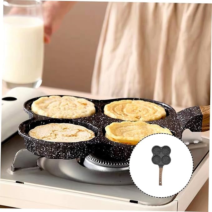 SHOPECOM Egg Pan 4 Cup Egg Pans Nonstick Healthy Breakfast Pancake Pan Aluminum Omelette Pan Easy Clean Small Egg Frying Pan Fried Egg Cooker Suitable for Gas Stove Induction Cookware - Image 5