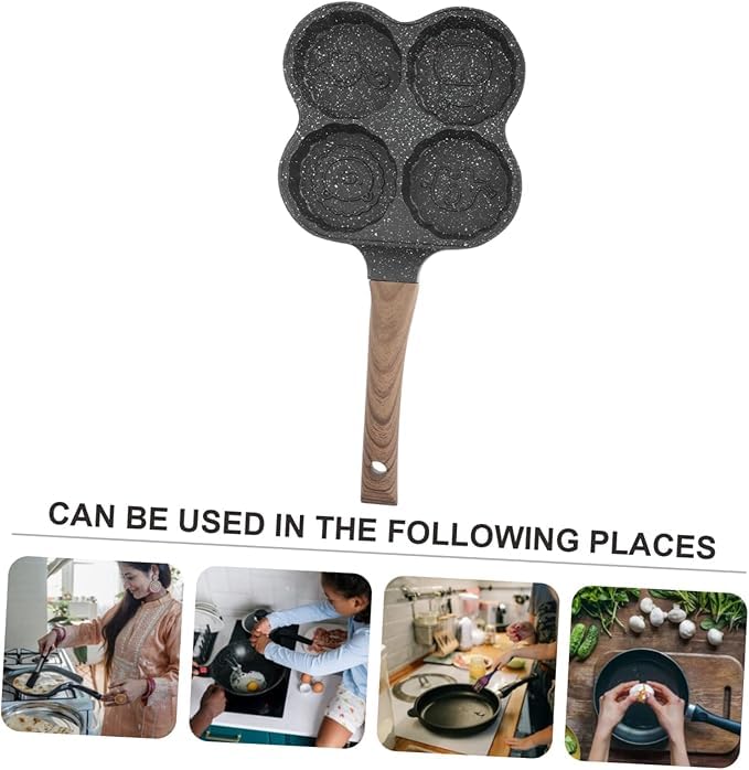 SHOPECOM Egg Pan 4 Cup Egg Pans Nonstick Healthy Breakfast Pancake Pan Aluminum Omelette Pan Easy Clean Small Egg Frying Pan Fried Egg Cooker Suitable for Gas Stove Induction Cookware - Image 3