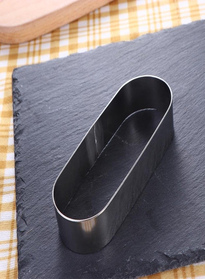 Kopida 3Pcs Stainless Steel Mini Cookie Cutters Metal Baking Mold Mini Long Oval Mousse Ring Molds for Kitchen Baking Sponge Cakes Dessert Pies - Image 3