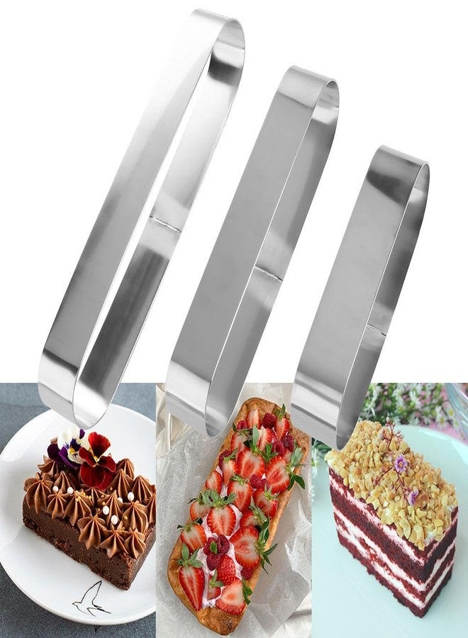 Kopida 3Pcs Stainless Steel Mini Cookie Cutters Metal Baking Mold Mini Long Oval Mousse Ring Molds for Kitchen Baking Sponge Cakes Dessert Pies - Image 5