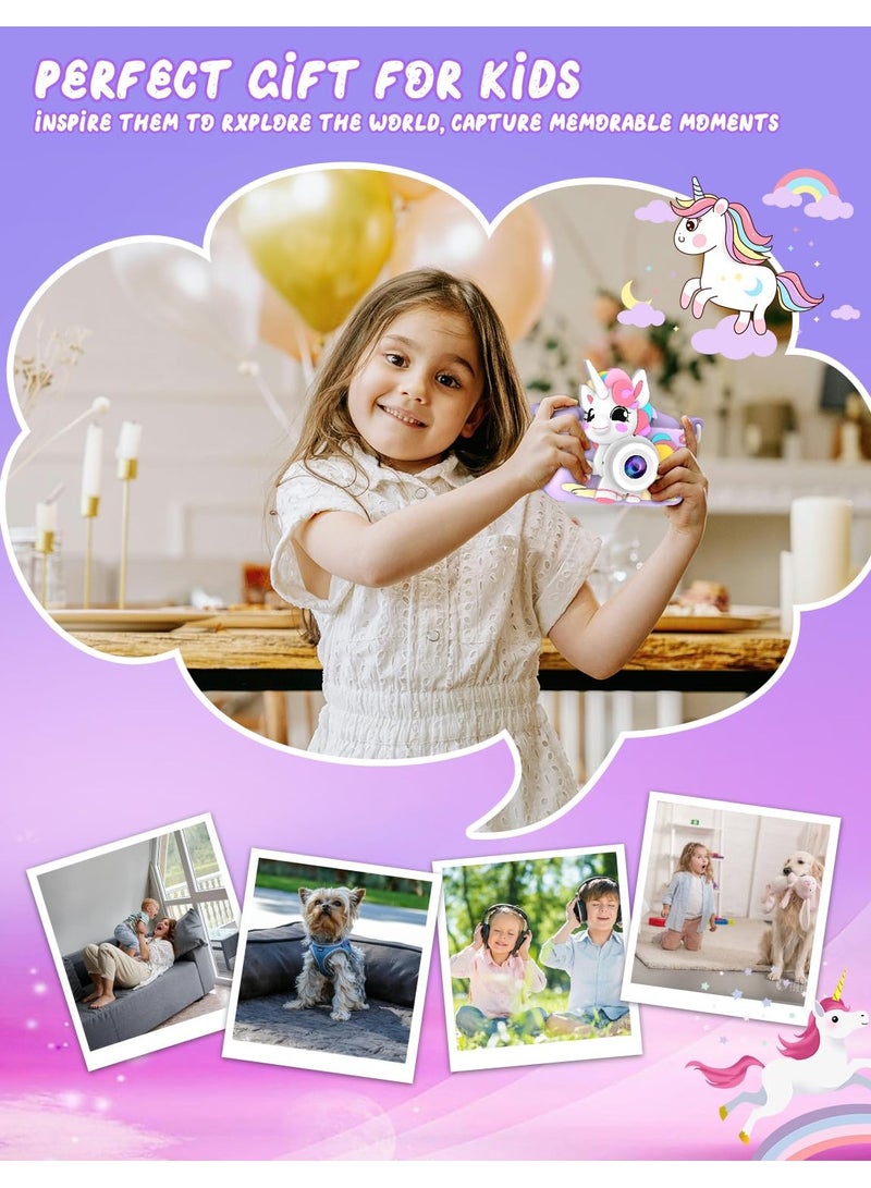 Mr. Penda Kids Toy Camera, Digital Camera for Toddlers, Portable Digital Camera with Video, for Boys and Girls Aged 3-12, Birthday Gift for Kids, with 32G SD Card and USB Reader (Purple Unicorn) - Image 5