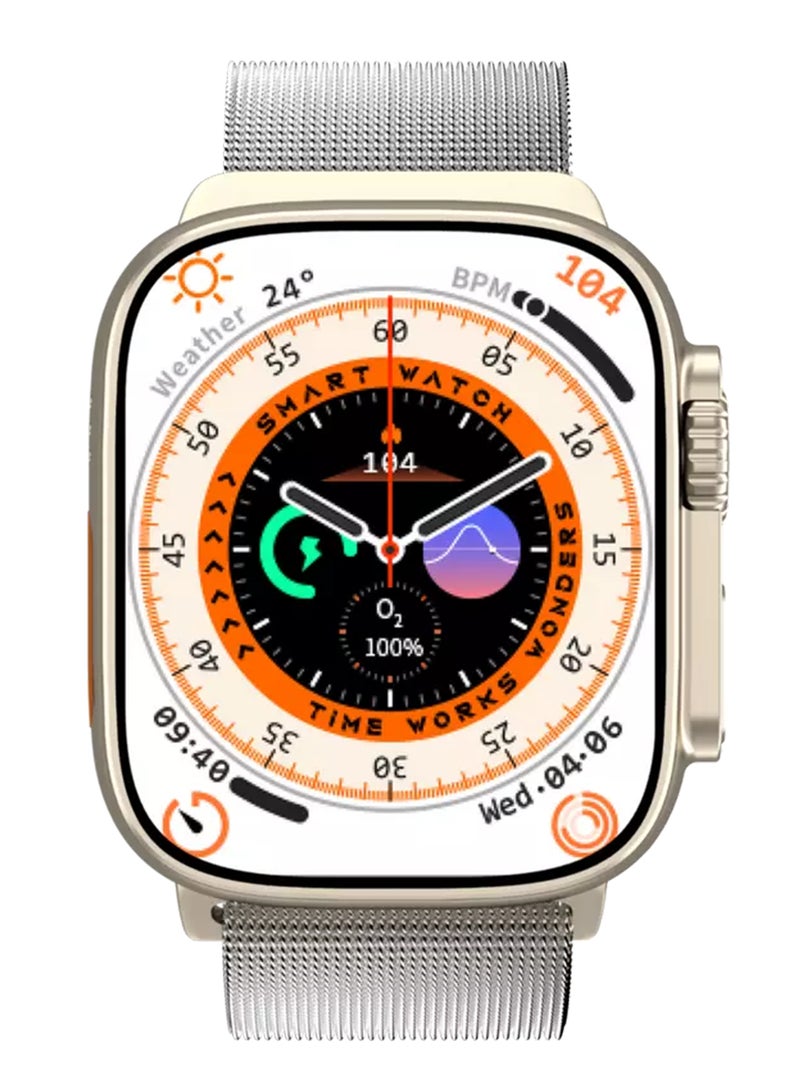 iOsuite Ultra Smart Watch Sliver Orange - Image 1