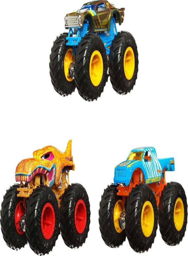 Hot Wheels Monster Trucks 1:64 Color Shifters, 3-Pack of Toy Trucks That Change Decos in Ice Cold Water & Change Back in Warm Water, Toy for Kids, HGX20 - Image 1