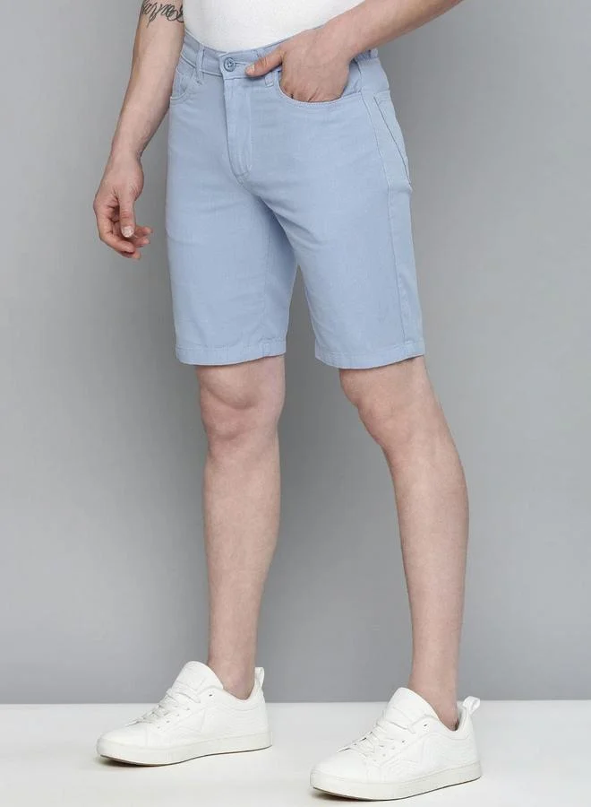 The Indian Garage Co Men Blue Slim Fit Solid Shorts