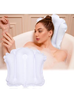 Jetec Jetec Inflatable Bath Pillow for Tub Non Slip Bathtub Pillow Soft Comfortable Terry Cloth Bath Pillow White Head Spa Pillow with Suction Cup for Bathtub Cushion, Hot Tub 
