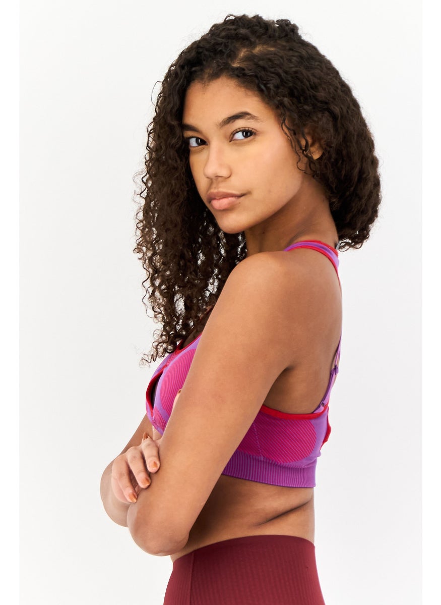 Adidas Women Sportswear Fit Sleeveless Training Bra, Purple  - Image 3