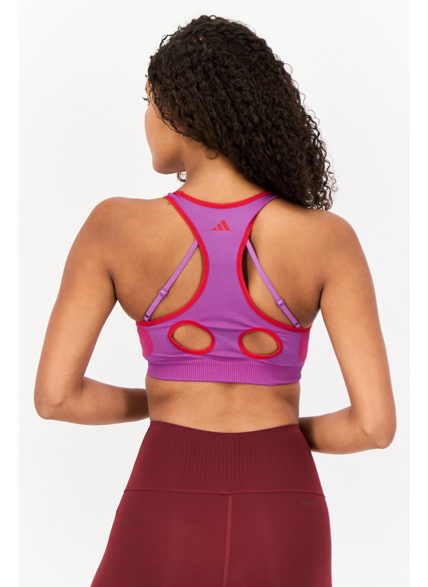 Adidas Women Sportswear Fit Sleeveless Training Bra, Purple  - Image 4
