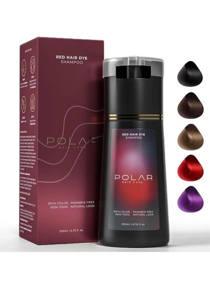 POLAR Hair Care Shampoo, Polar Hair Care Instant Dye Shampoo, Polar Hair Care Dye Shampoo (Red) - Image 1