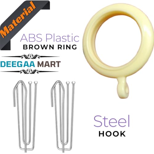 DEEGAA MART DEEGAAMART 12-Pack Jumbo Ivory Curtain Rings with Eyelets, 1.5-Inch Inner Diameter, Heavy Duty Rustproof Metal Drapery Rings with Pinch Pleat Hooks,Metal Drapery Pin Hooks Fits Up to 1.25-Inch Rods - Image 5