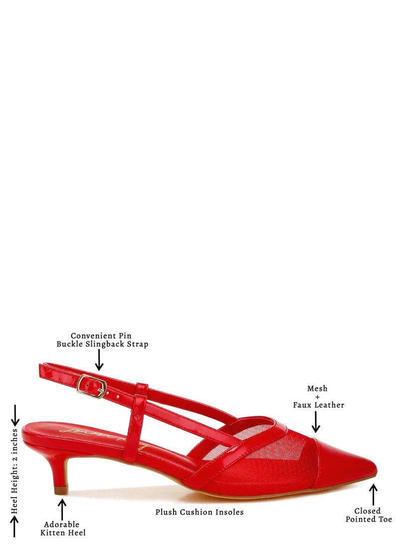 London Rag Red Mesh Slingback Sandals