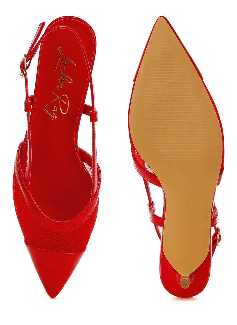 لندن راج الصنادل الشبكية الحمراء Slingback