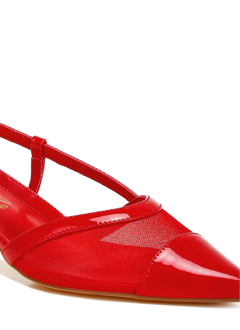 لندن راج الصنادل الشبكية الحمراء Slingback
