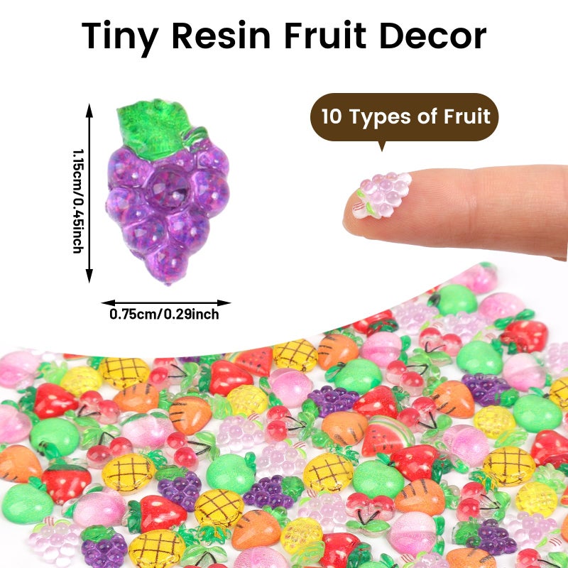 Yonseng 200pcs Mini Fruit Decor Resin Tiny Fruits for Crafts Dollhouse Miniatures Mini Resin Things for Fairy Garden Micro Landscaping Decoration Home Decor, 10 Types(Fruits) - Image 3