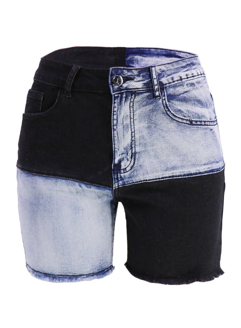 Loquat Stylish High-waisted Panels Women's Denim Shorts  - Image 2