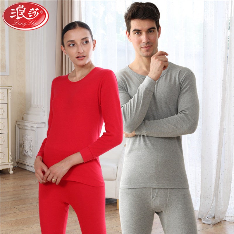 Langsha Cotton Thermal Underwear Set For Men And Women, Round Neck, Pure Cotton, Warm - Image 2