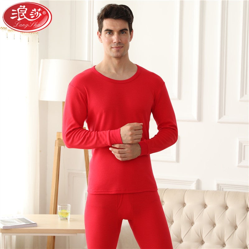 Langsha Cotton Thermal Underwear Set For Men And Women, Round Neck, Pure Cotton, Warm - Image 1