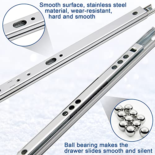 Suiwotin 15.7 Inch Drawer Slides, Metal Drawer Slide, Small Drawer Rails, Ball Bearing Two Way Slide Track Rail, Pack of 12 (0.7" Wide) - Image 3