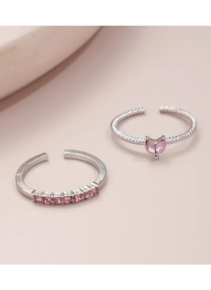 Goolsky Light Luxury Heart Opening Inlaid with Rhinestones Ring, Exquisite Opening Design, Romantic Love Shining Connection Ring, Cute Style Women's Jewelry Suitable for Daily Wear, Perfect Decoration for Girls, Birthday Anniversary Jewelry Gift, Party Gift Suitable for Women and Girls  - Image 4