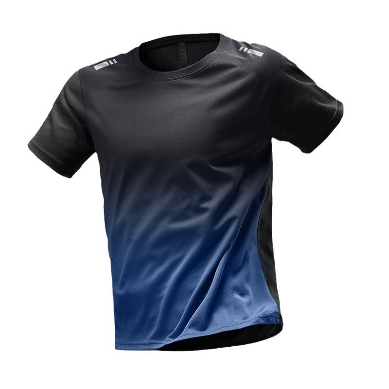 Mesh Ice Silk Men's Summer Short-sleeved Sports Top Quick-drying Thin Round Neck Breathable Casual Wear Men's Gradient Foreign Trade - Image 5