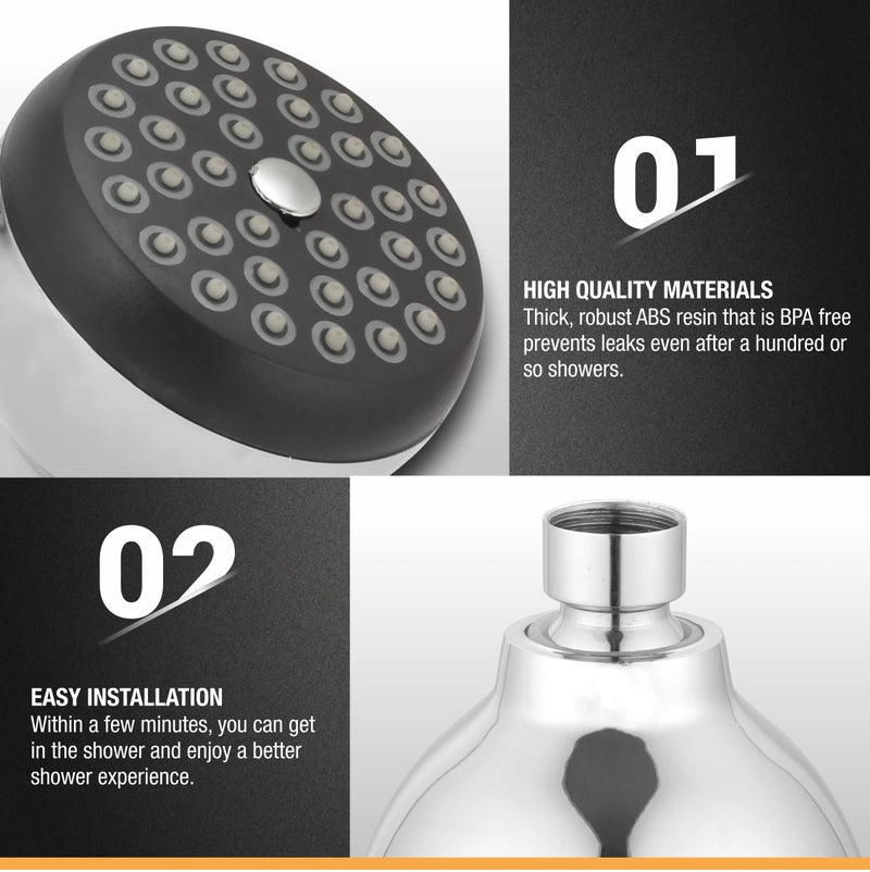 Ruhe® Beta ABS Overhead Shower Complete Set | 3 Inches Round Showerhead with 12 Inches Stainless Steel Shower Arm and Wall Flange | Chrome Finish Rain Shower with Easy-to-Clean Silicone Nozzles - Image 5