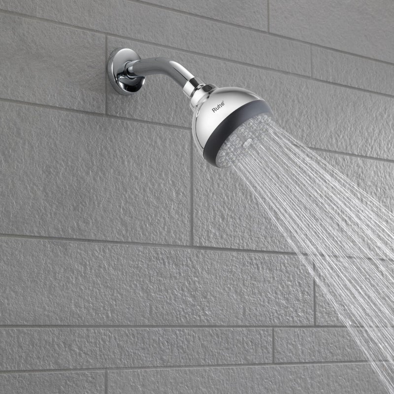 Ruhe® Beta ABS Overhead Shower Complete Set | 3 Inches Round Showerhead with 12 Inches Stainless Steel Shower Arm and Wall Flange | Chrome Finish Rain Shower with Easy-to-Clean Silicone Nozzles - Image 4