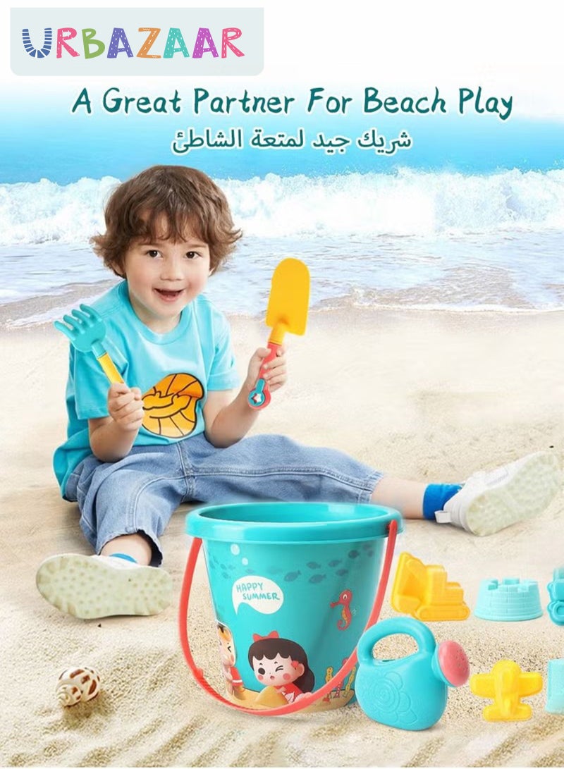 URbazaar 18 Pieces Beach Sand Toy Set,With Mesh Bag,Including Spoon,Jug,Bucket,Shaping Module,Shovel,Cartoon Outdoor Summer Toy Kit For Kids - Image 2