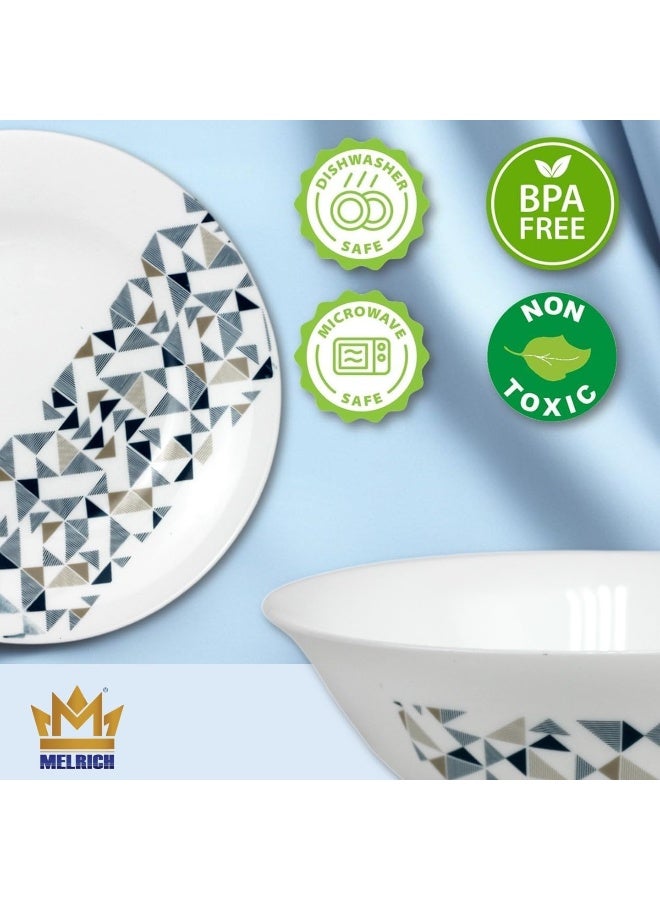Melrich 20 Pcs Opal ware Dinner Set Dinner plate. Dessert plate, Bowls BPA Free Stylish and Durable, Dishwasher & Microwave safe - Image 3