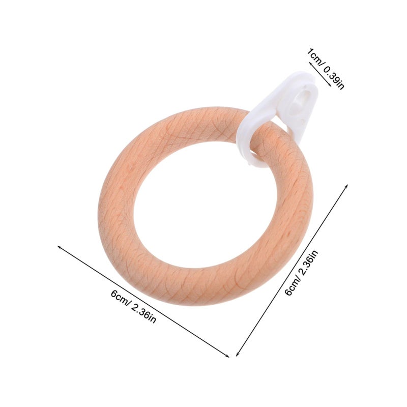 6 Wooden Shower Curtain Clips Sturdy Drapery Hooks for Roman Rods Elegant Home Hotel Decor - Image 3