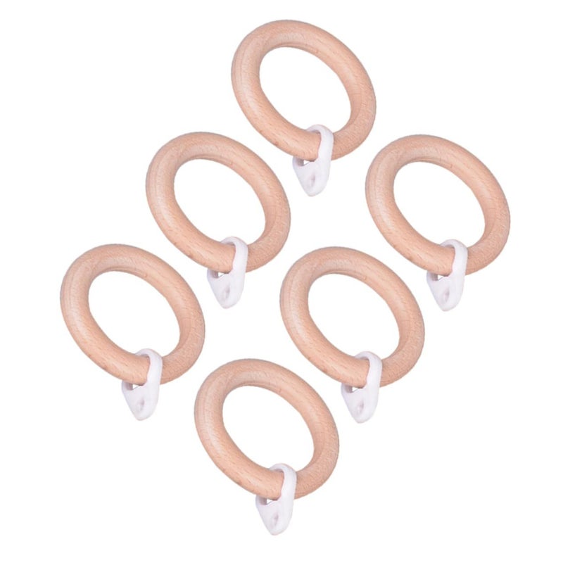 6 Wooden Shower Curtain Clips Sturdy Drapery Hooks for Roman Rods Elegant Home Hotel Decor - Image 2