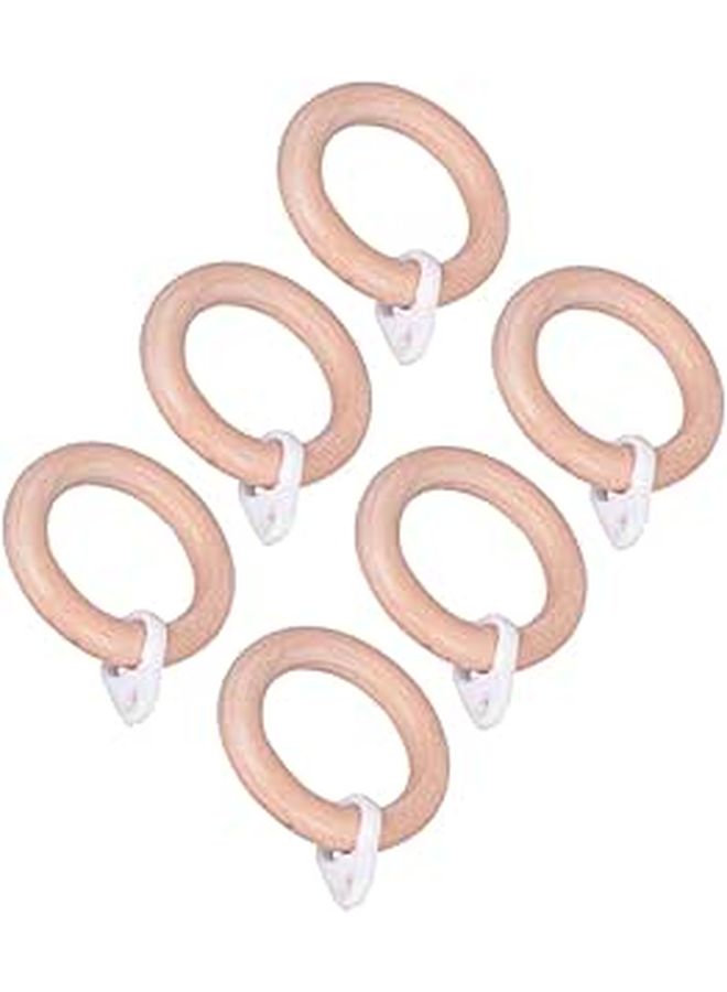 6 Wooden Shower Curtain Clips Sturdy Drapery Hooks for Roman Rods Elegant Home Hotel Decor - Image 1