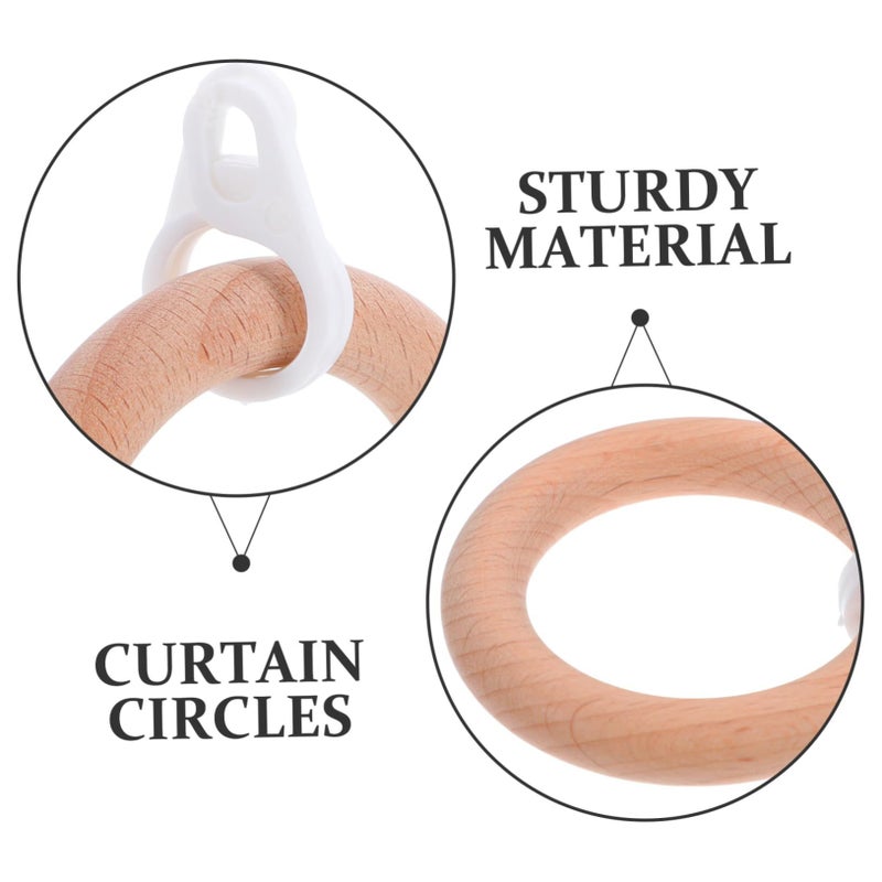 6 Wooden Shower Curtain Clips Sturdy Drapery Hooks for Roman Rods Elegant Home Hotel Decor - Image 4