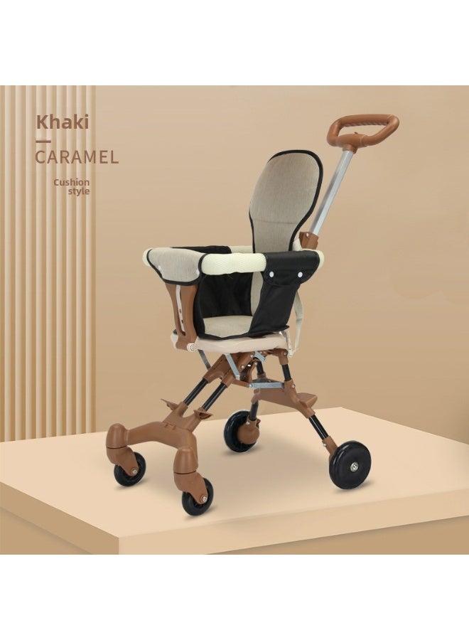 Baby Stroller Is A Walking Tool For Children, The Baby Stroller Can Be Folded With One on And Seated In Both Directions - Brown - Image 1